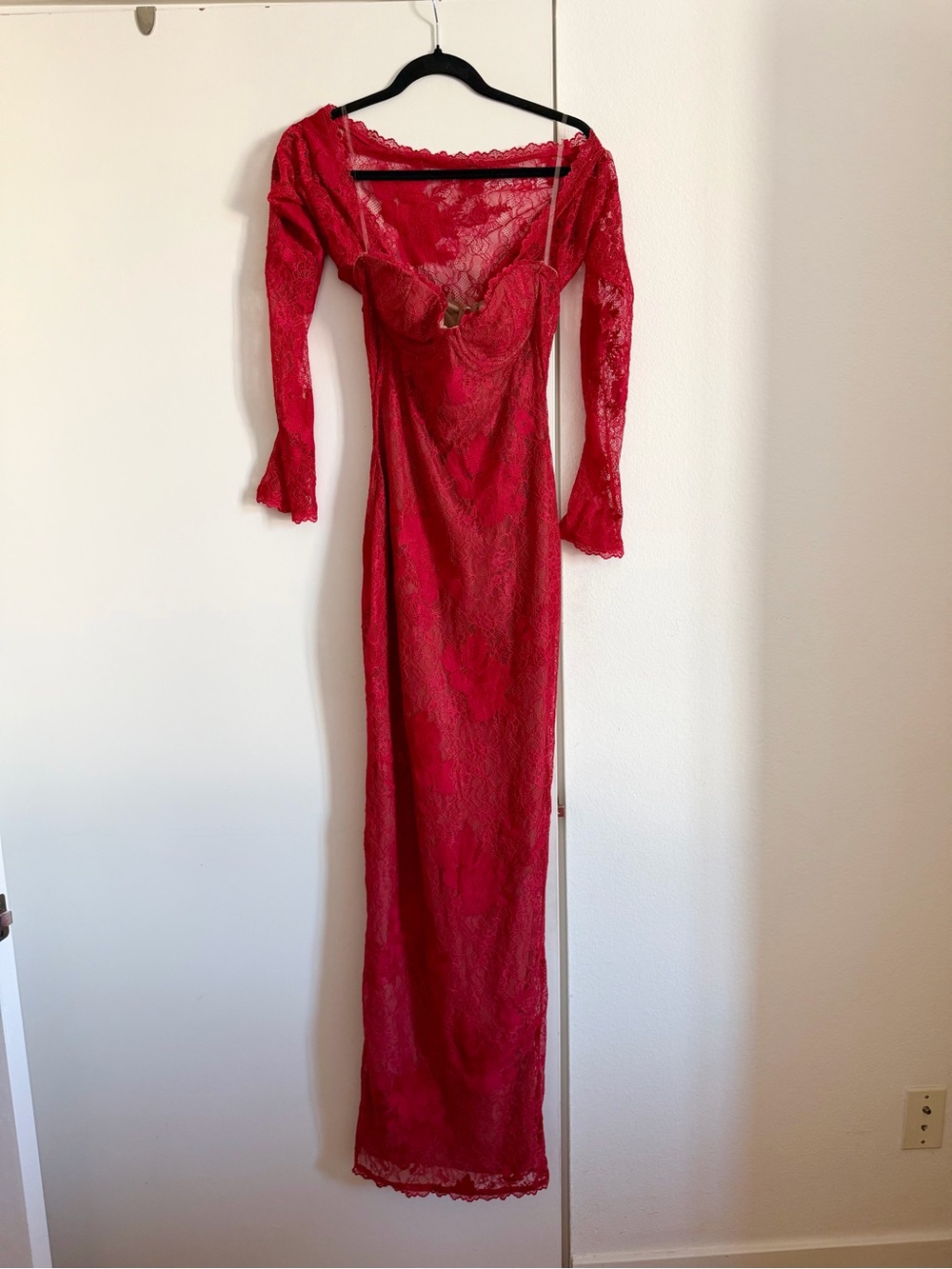 NWT! House of CB Lucienne Red Lace Embroidered Maxi Dress - Picture 9 of 10